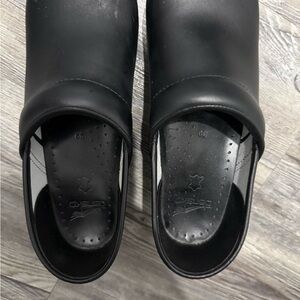 Black Leather Dansko Nursing Clogs
